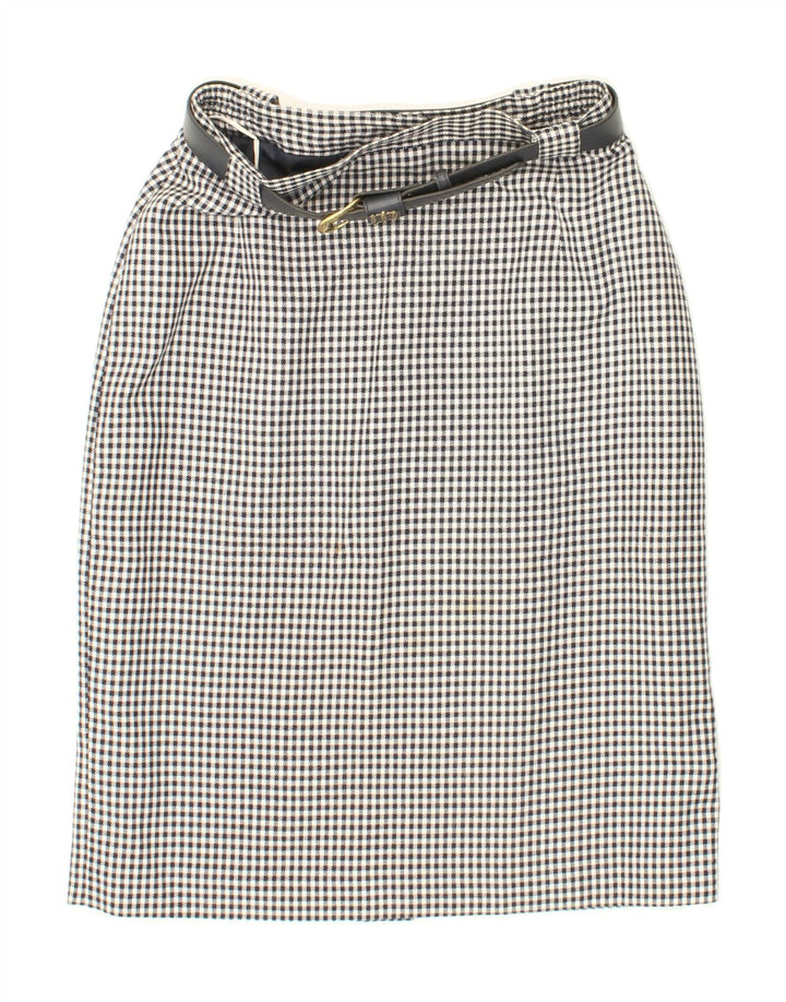 VINTAGE Womens Straight Skirt UK 14 Medium W28  Grey Check Vintage Vintage and Second-Hand Vintage from Messina Hembry 