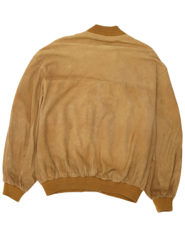 Мужской замшевый бомбер VINTAGE IT 52 XL Бежевый кожаный