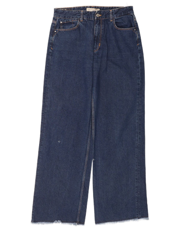 Женские широкие джинсы Zara EU 38, маленькие W28 L31, темно-синие, хлопок
