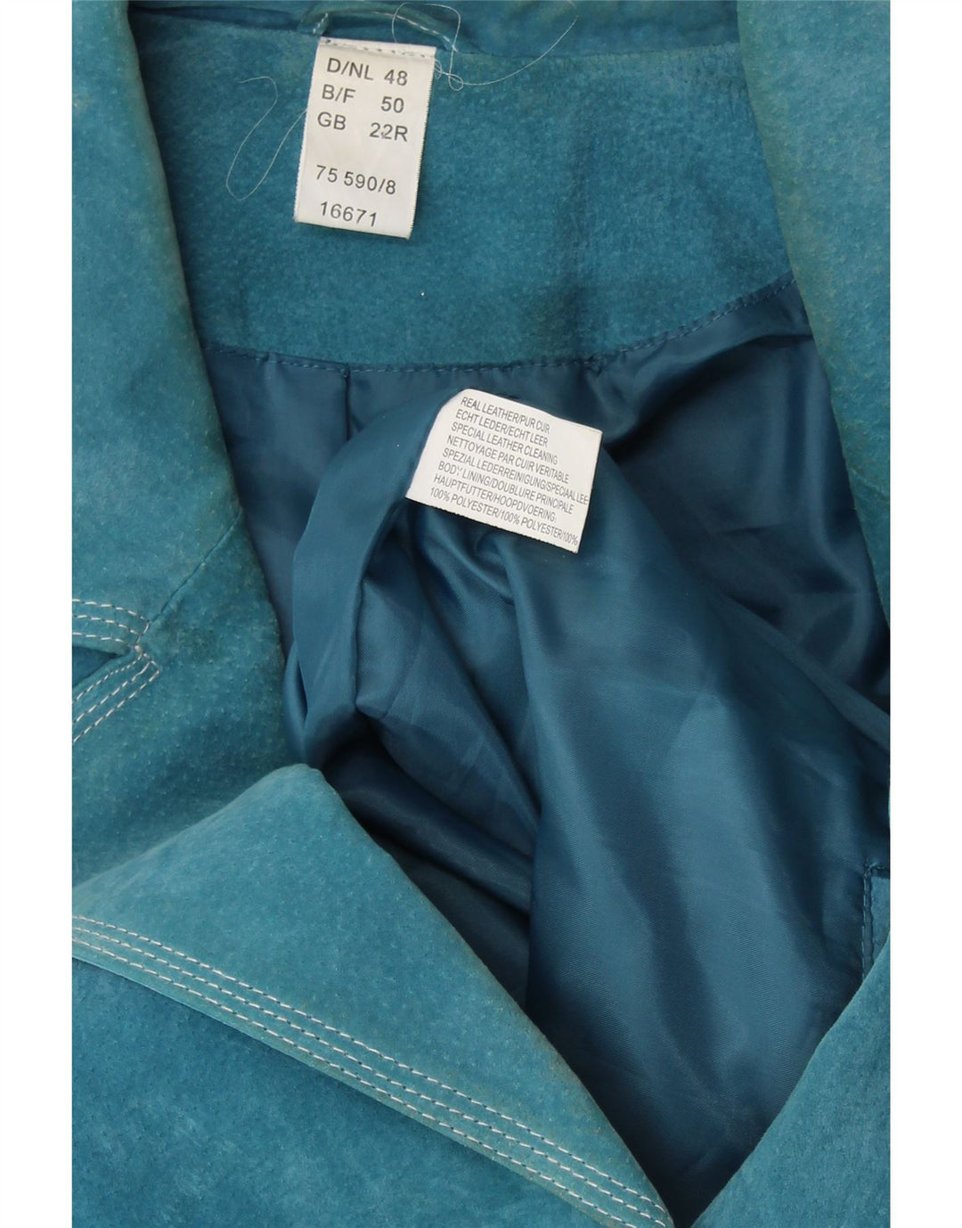 ВИНТАЖНЫЙ женский замшевый пиджак на 4 пуговицах, Великобритания, 22, 3XL, синий кожаный