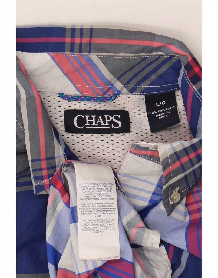 Мужская рубашка Chaps с коротким рукавом, большая синяя клетка из полиэстера