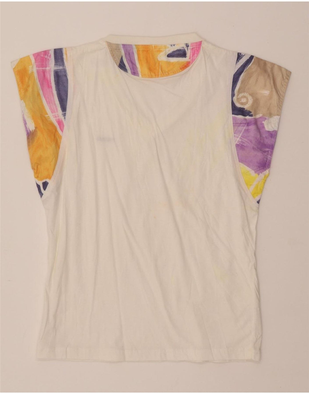 HEAD Womens T-Shirt Top IT 42 Medium White Colourblock Cotton Vintage HEAD and Second-Hand HEAD from Messina Hembry 