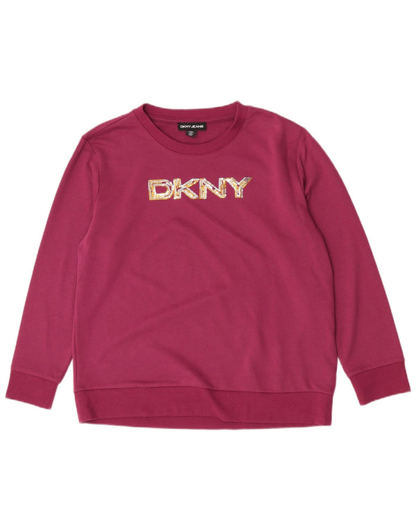 Женский свитер с рисунком Dkny, хлопковый джемпер UK 14, средний фиолетовый