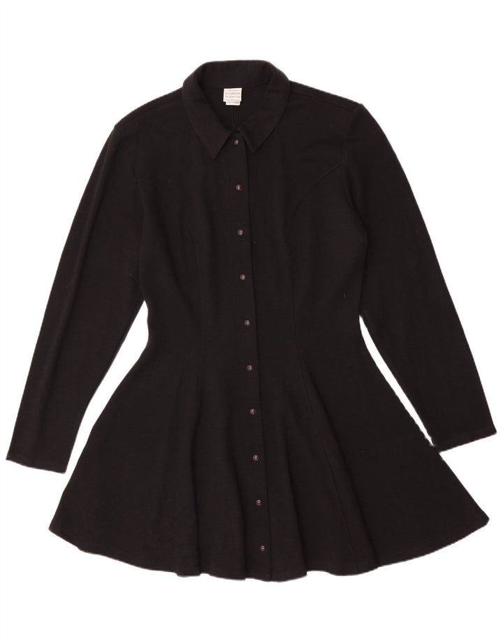 Женское трикотажное платье-рубашка Benetton UK 14, средний черный, шерсть