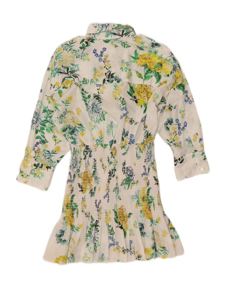 Женское платье-пуловер с рукавом 3/4 ZARA, Великобритания, 10, маленькое белое с цветочным принтом