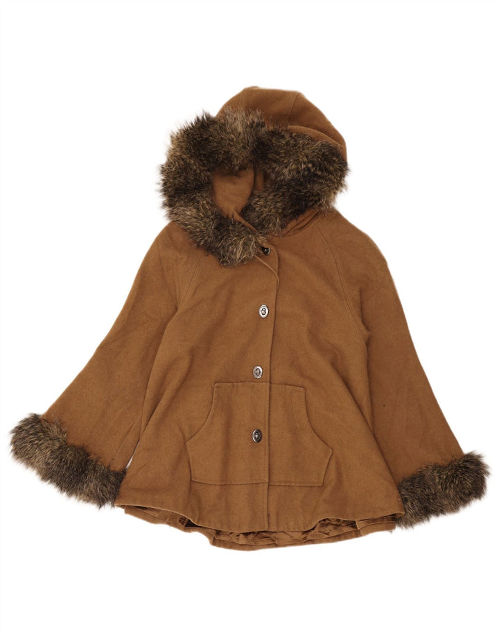 Guess Женское короткое пальто с капюшоном UK 12 Medium Beige Wool