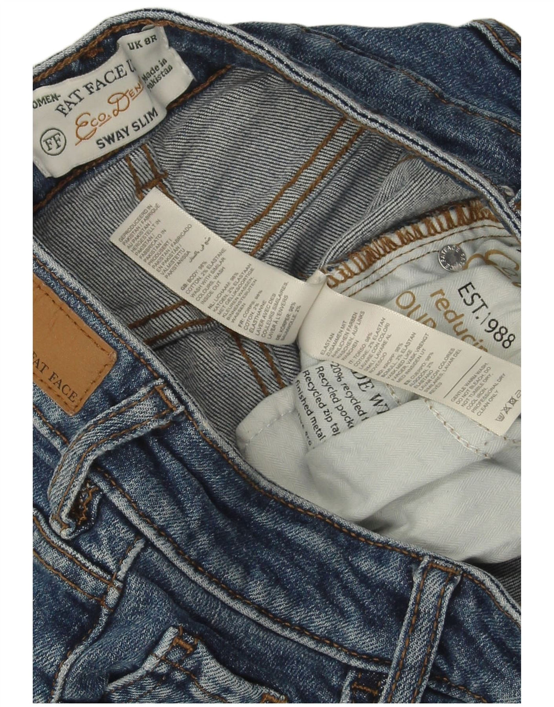 Женские узкие джинсы Fat Face Sway, Великобритания, 8, маленькие, W26 L27, синий хлопок