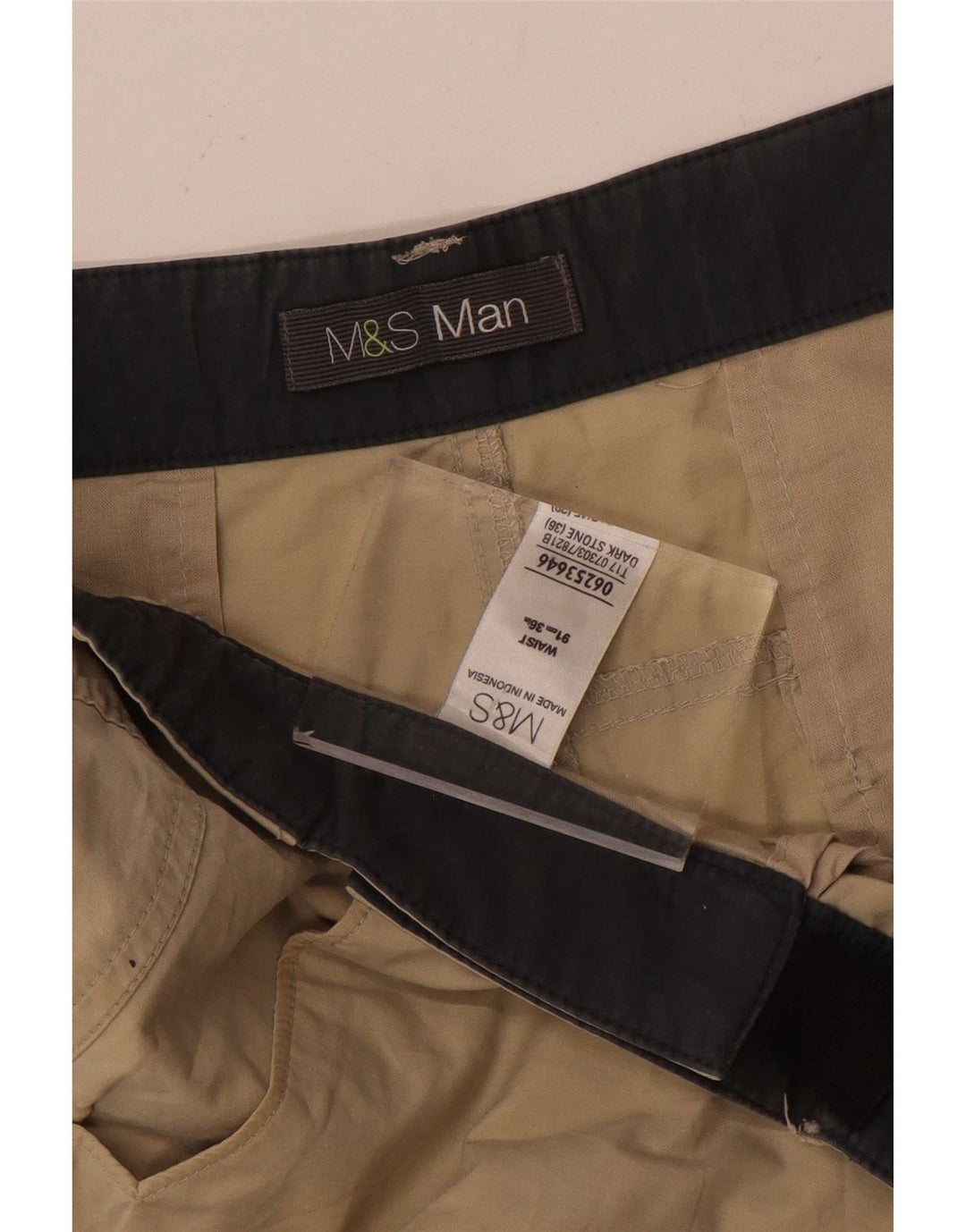 Мужские шорты карго Marks & Spencer W36, большие, бежевые, хлопок