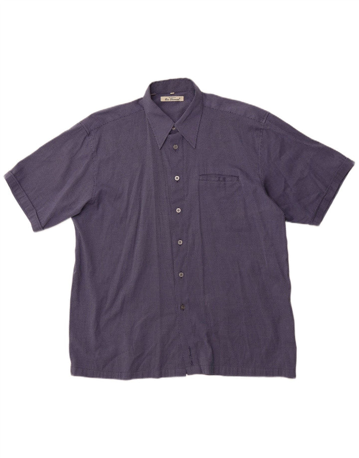 BEN SHERMAN Мужская рубашка с коротким рукавом XL синяя в тонкую полоску