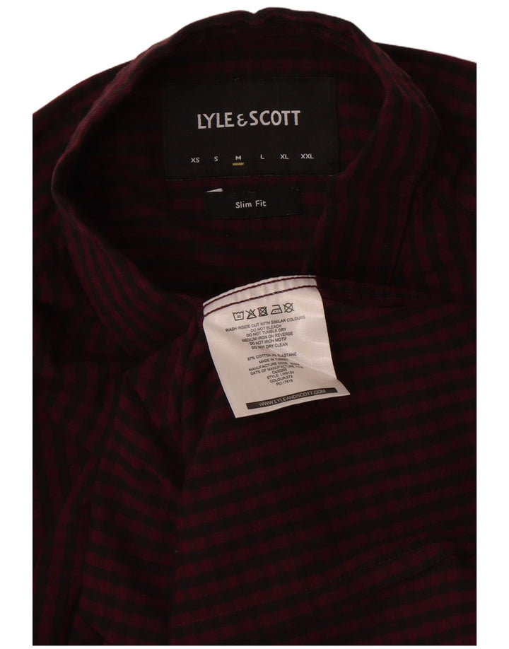 Мужская рубашка узкого кроя Lyle & Scott среднего цвета, бордовый, клетчатый хлопок