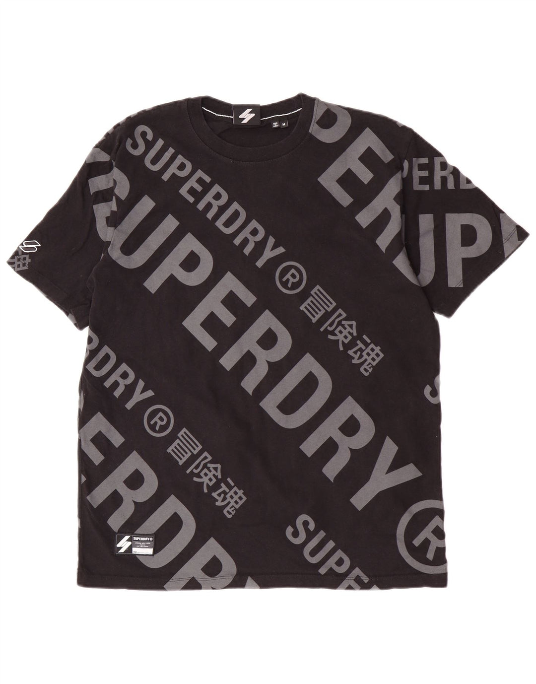 Мужская футболка с рисунком Superdry, топ среднего размера, черный хлопок