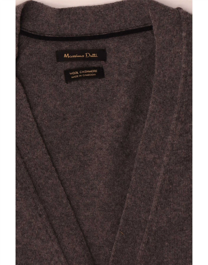 Мужской кардиган без рукавов Massimo Dutti, средний серый шерстяной свитер