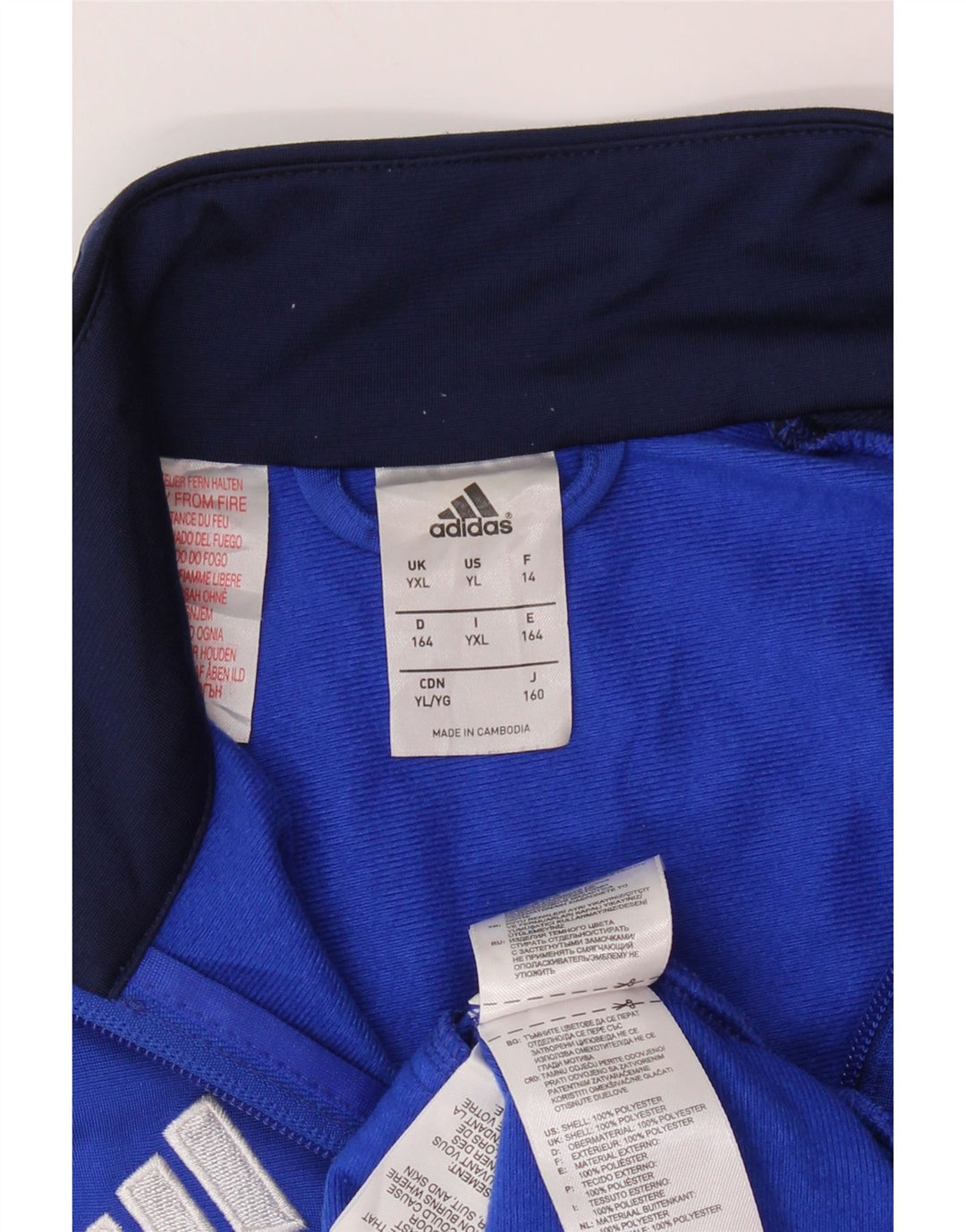 Спортивный костюм ADIDAS для мальчиков, верхняя куртка 13–14 лет, синий полиэстер с цветными блоками XL