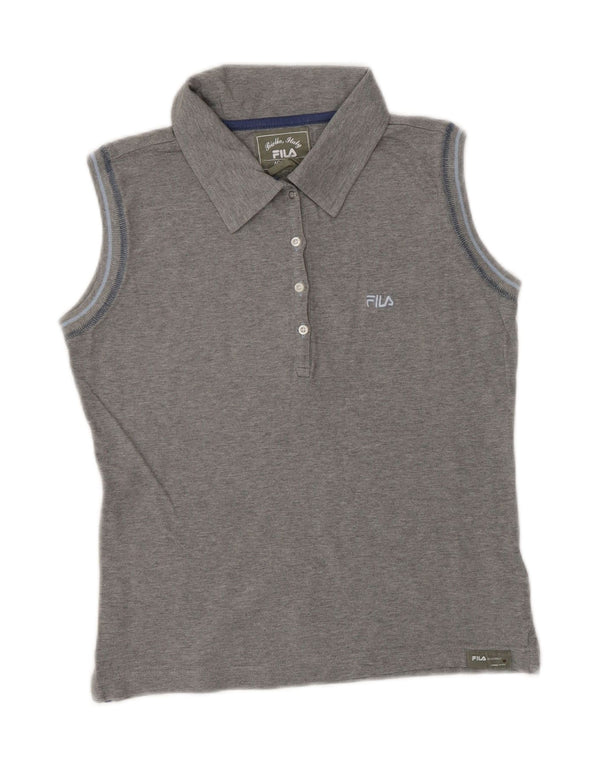 Женская укороченная рубашка-поло без рукавов FILA, размер UK 10, маленький серый хлопок