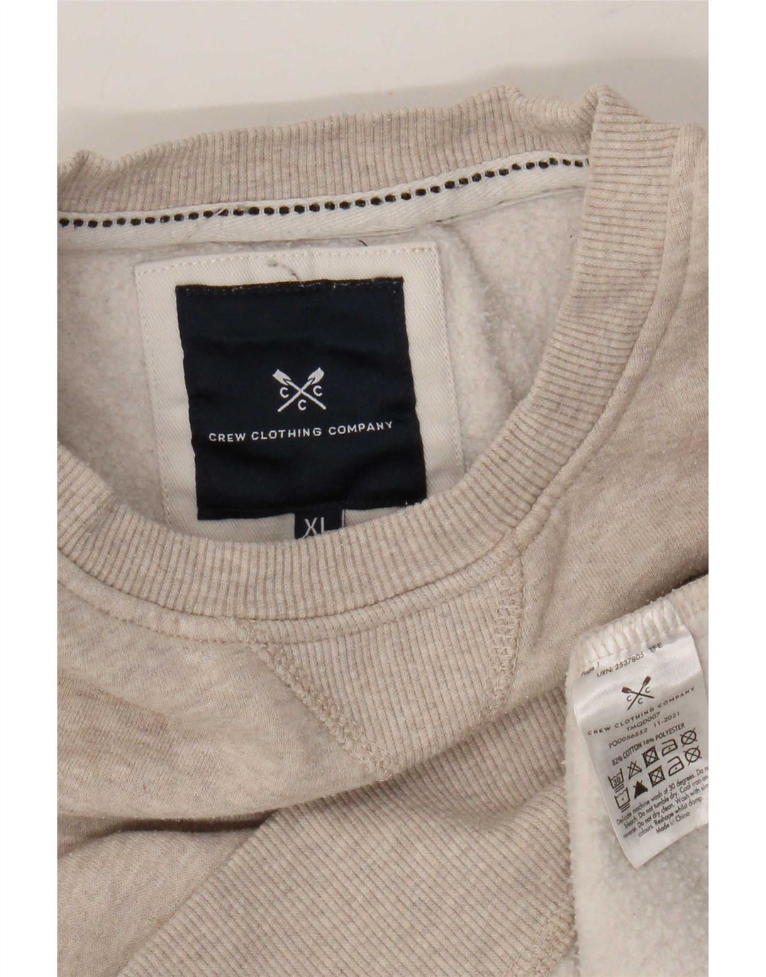 Crew Clothing Мужской свитер-джемпер XL Бежевый хлопок