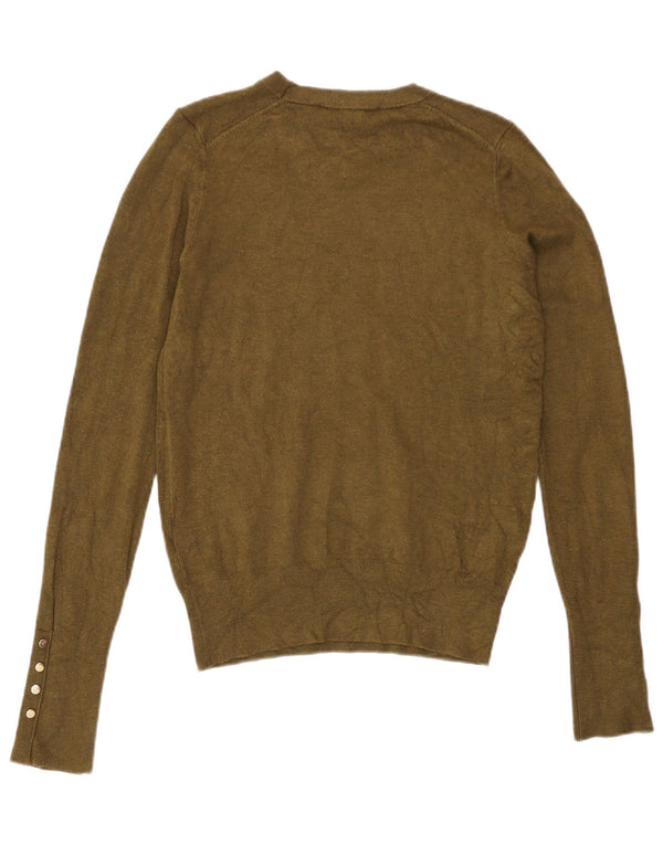 Женский джемпер с круглым вырезом Zara UK 10, маленький цвет хаки, вискоза