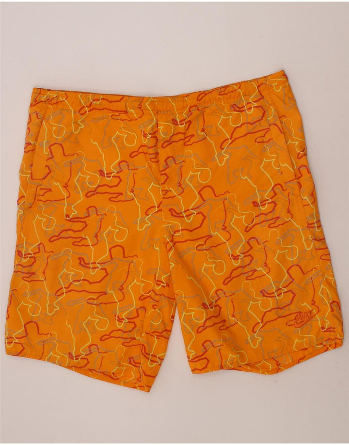 NIKE Boys Abstract Pattern Sport Shorts 12-13 Years Large Yellow Vintage Nike and Second-Hand Nike from Messina Hembry 