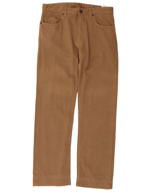 Мужские прямые повседневные брюки Zara EU 42, большие W32 L30, бежевый хлопок