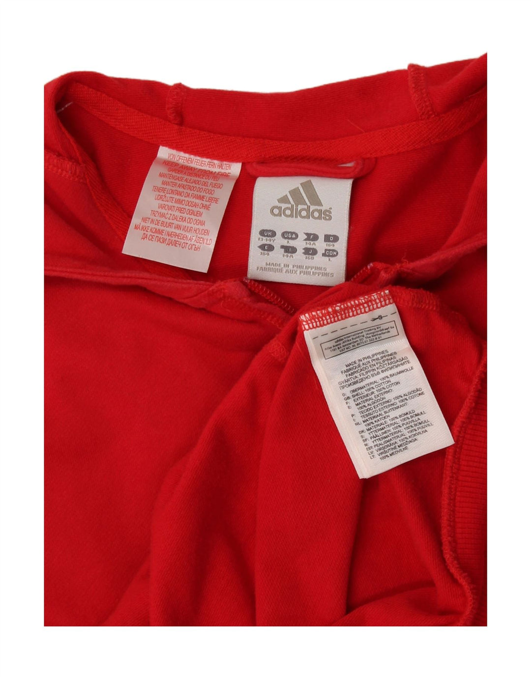 Свитер с капюшоном на молнии для девочек Adidas 13-14 лет, красный хлопок