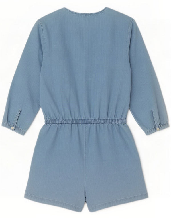 Jack Wills Womens 3/4 Sleeve Playsuit UK 6 XS Blue Cotton