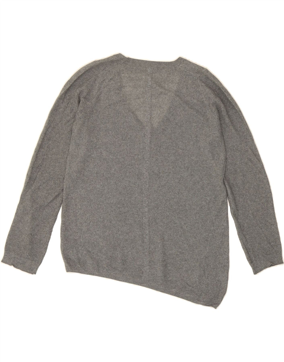 MASSIMO DUTTI Womens Asymmetric V-Neck Jumper Sweater UK 14 Medium Grey Vintage Massimo Dutti and Second-Hand Massimo Dutti from Messina Hembry 