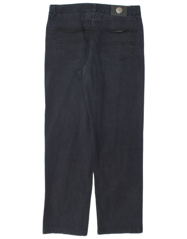 TRUSSARDI Mens Straight Casual Trousers W35 L32  Navy Blue Cotton