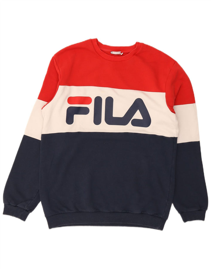 Fila Мужской свитшот с рисунком, джемпер, средний, разноцветный, хлопок с цветными блоками