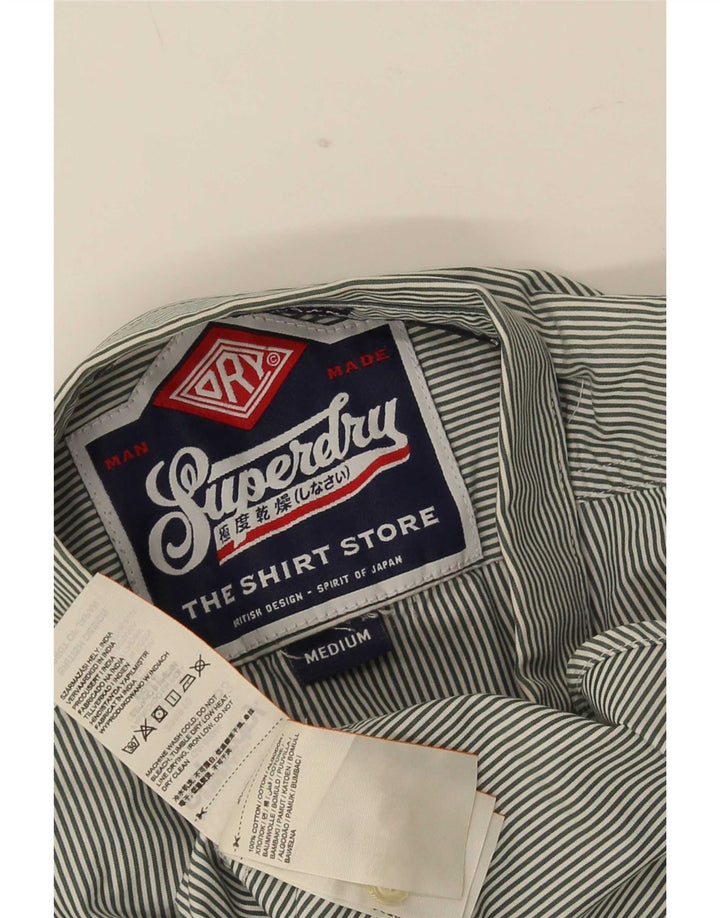 Мужская рубашка Superdry в тонкую полоску среднего серого цвета, хлопок