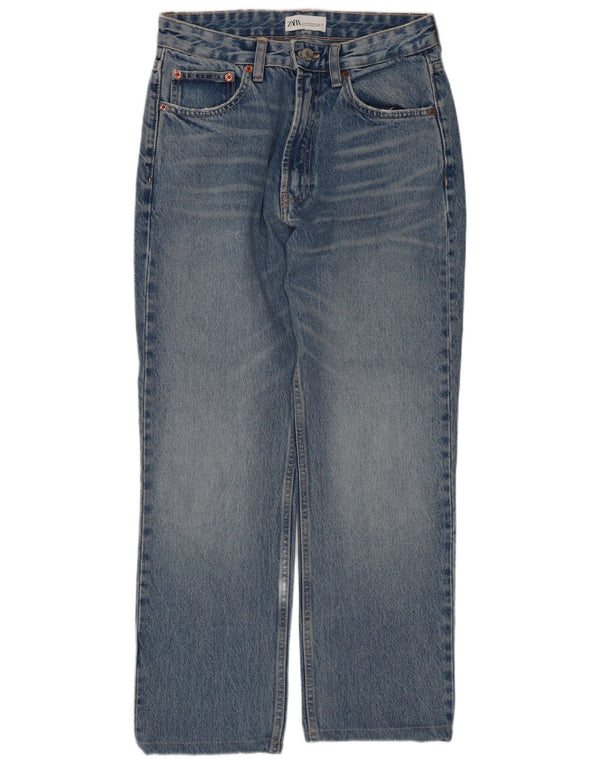 Женские укороченные прямые джинсы Zara EU 38, маленькие W28 L25, синие