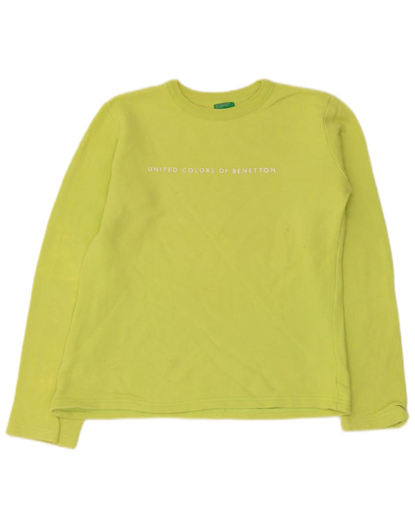 Свитшот с рисунком Benetton для девочек 11–12 лет, зеленый хлопок, размер XL