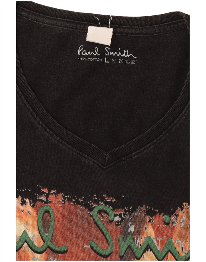 Мужская футболка с рисунком Paul Smith, большой черный хлопок