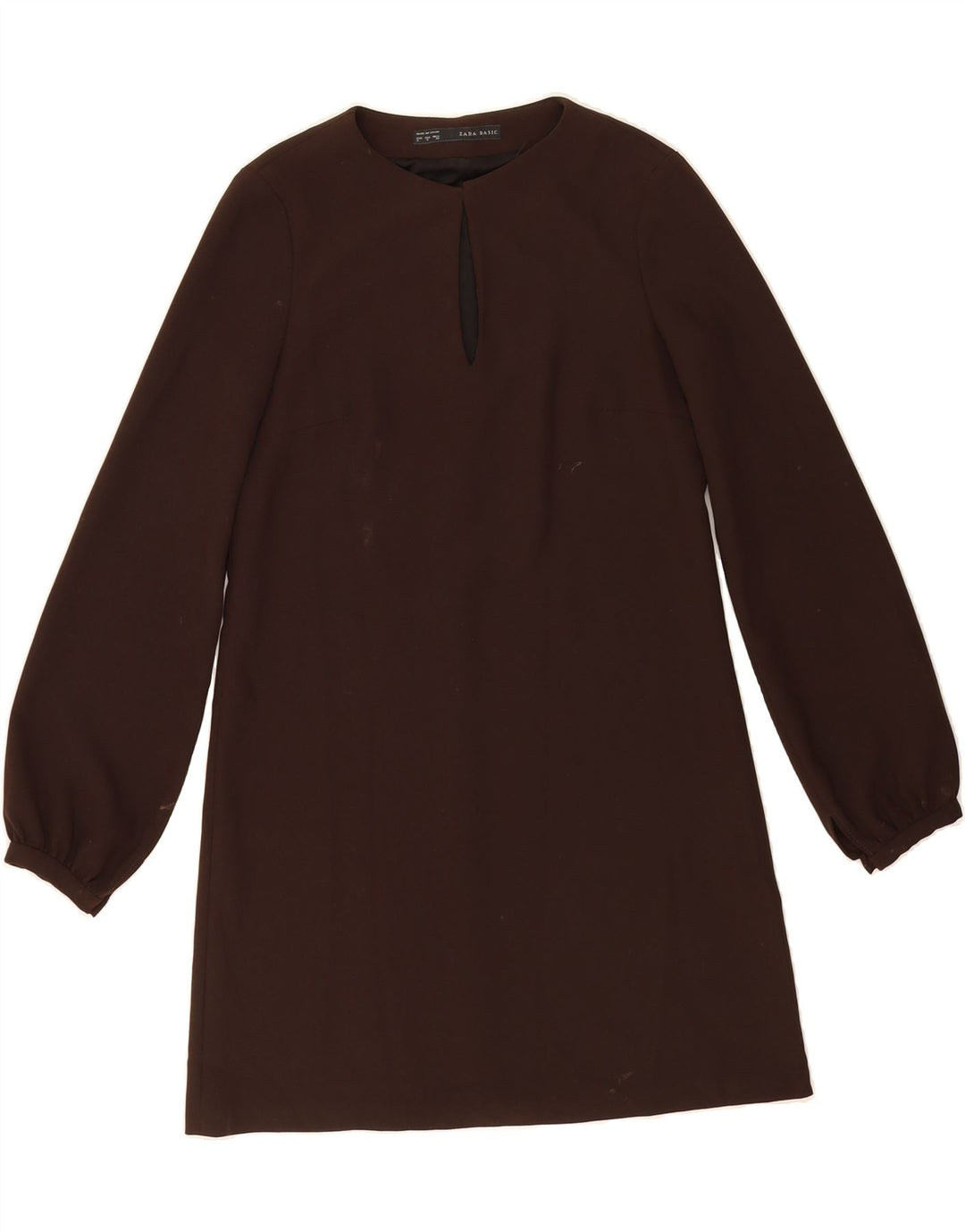 ZARA Womens Long Sleeve A-Line Dress UK 10 Small Brown Polyester Vintage Zara and Second-Hand Zara from Messina Hembry 