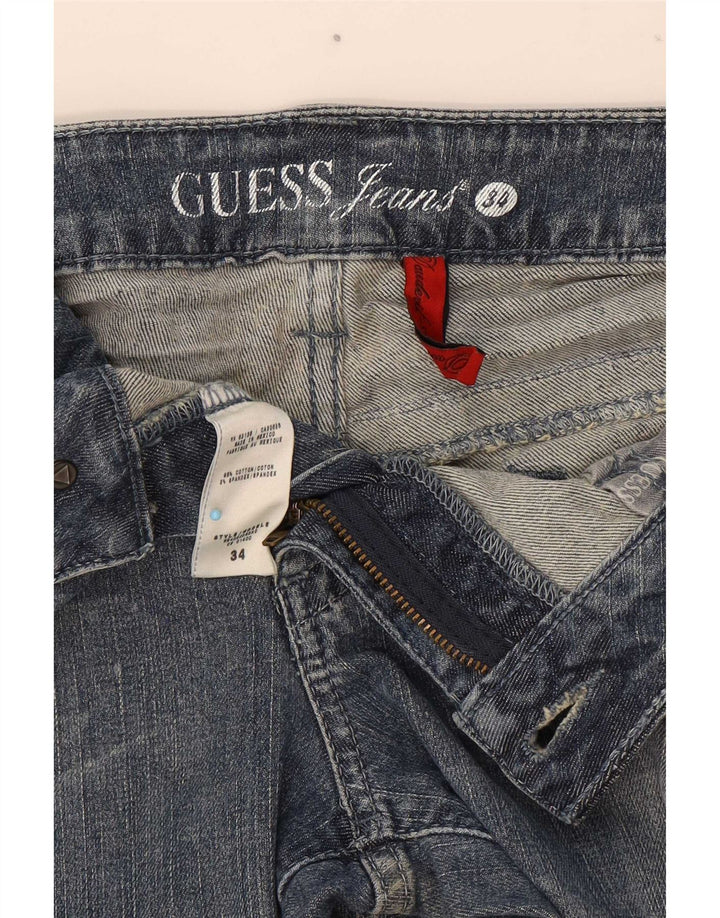 Guess Женские потертые джинсы Bootcut W34 L30 Синие хлопковые