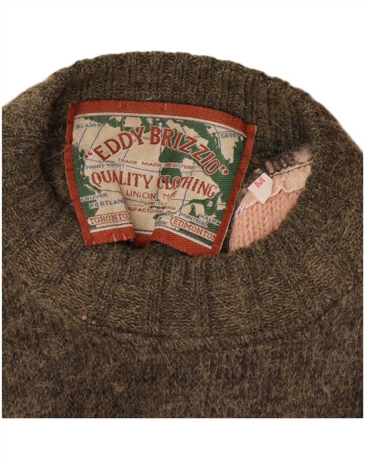 Винтажный мужской джемпер с круглым вырезом, свитер среднего цвета хаки Fair Isle