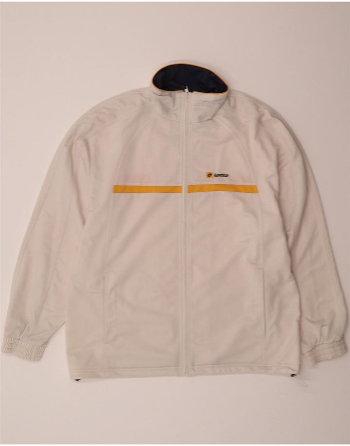 LOTTO Mens Tracksuit Top Jacket IT 52/56 XL White Polyester Vintage Lotto and Second-Hand Lotto from Messina Hembry 