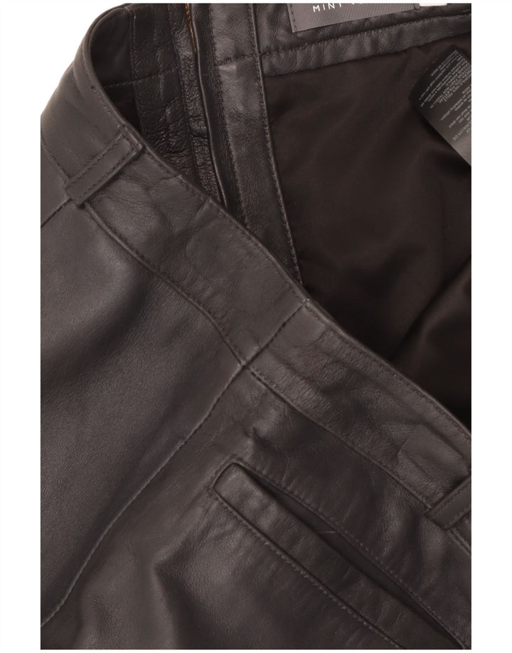 Женская кожаная юбка MINT VELVET UK 14, большая W34, черная кожа