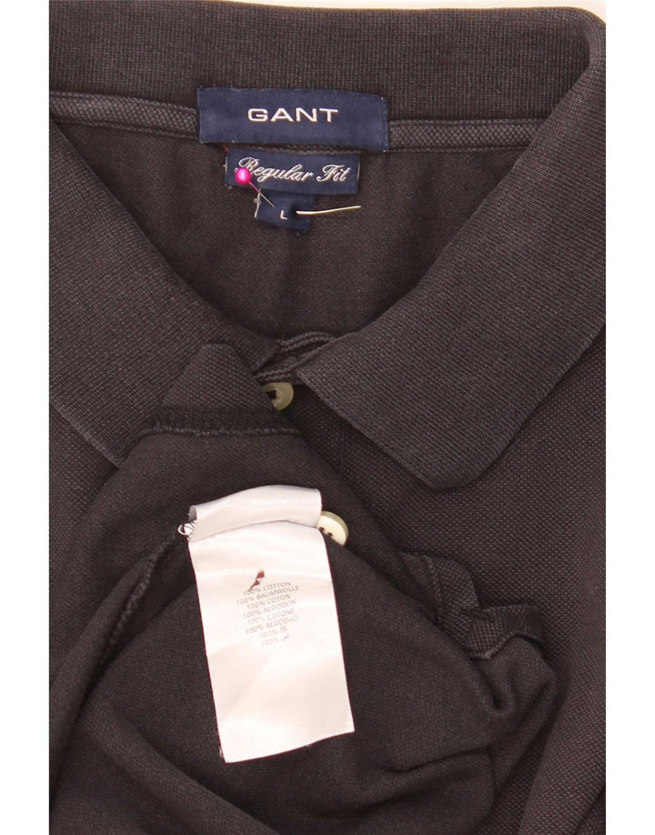 Мужская рубашка поло Gant, стандартный крой, размер L, черный, хлопок