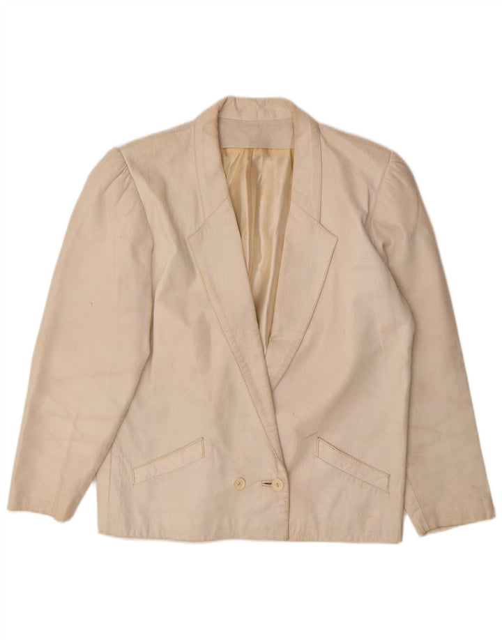 Винтажный женский кожаный комплект из 2 юбок UK 12 Medium W26 Off White