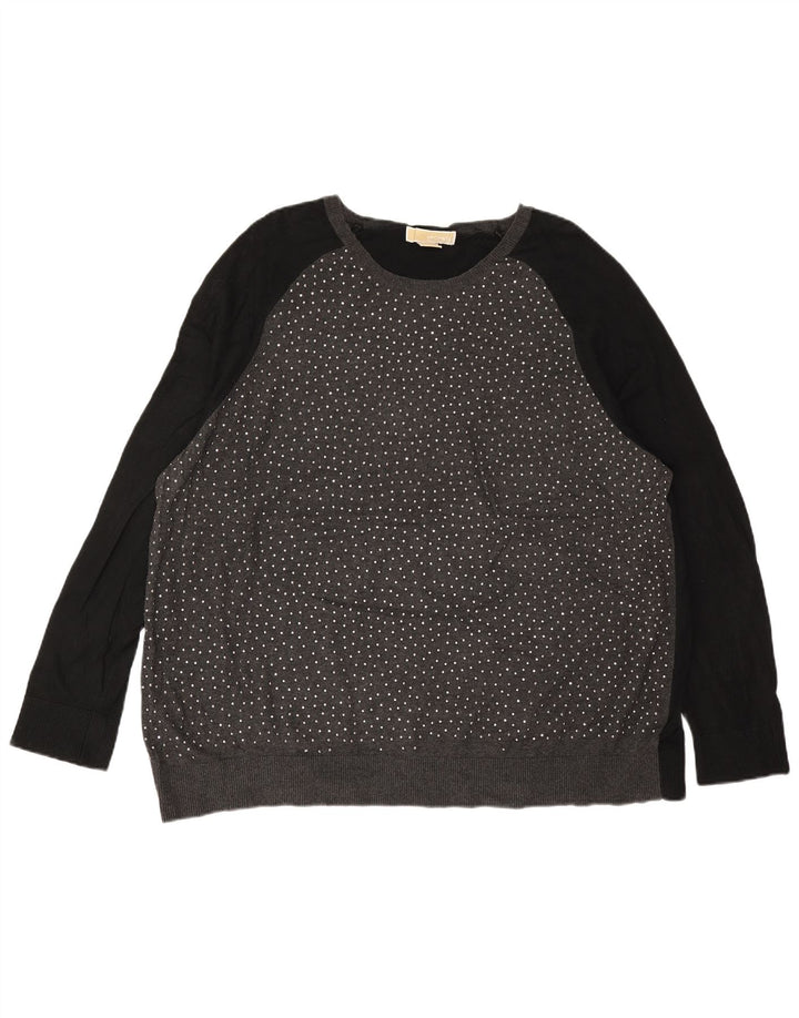 Женский джемпер с вырезом лодочкой MICHAEL KORS UK 22 3XL, серый с цветными блоками