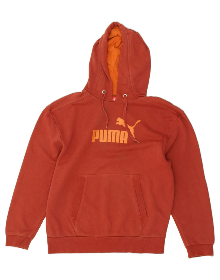 PUMA Mens Graphic Hoodie Jumper Small Maroon Cotton | Vintage Puma | Thrift | Second-Hand Puma | Used Clothing | Messina Hembry 
