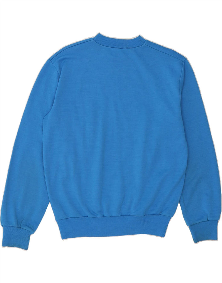 VINTAGE Mens Sweatshirt Jumper IT 50 Large Blue Colourblock Cotton Vintage Vintage and Second-Hand Vintage from Messina Hembry 