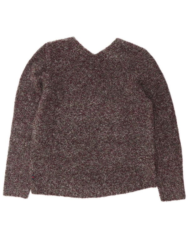 Женский джемпер Kappa с v-образным вырезом, Великобритания 18 XL, бордовый полиэстер с крапинками