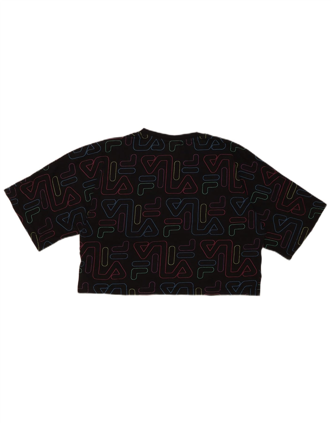 Укороченная футболка с рисунком FILA для девочек, 15–16 лет, черный хлопок