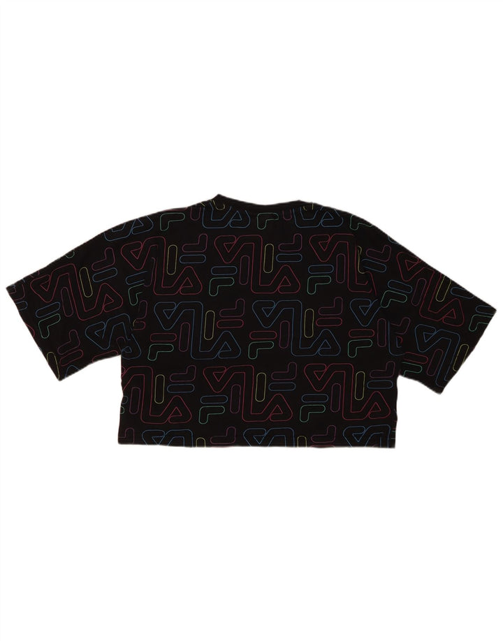 Укороченная футболка с рисунком FILA для девочек, 15–16 лет, черный хлопок