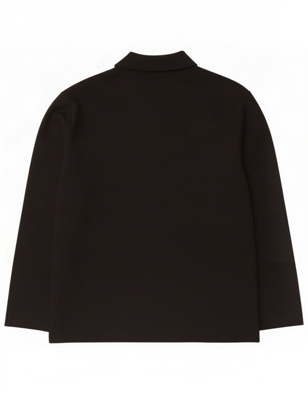 Zara Mens Long Sleeve Polo Shirt Medium Black Viscose