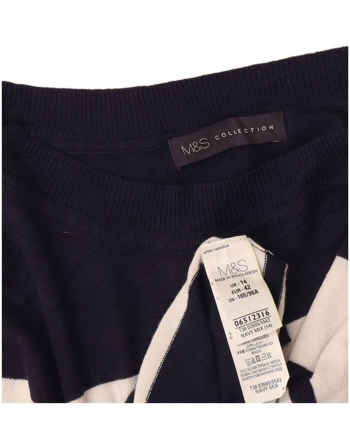 Женский джемпер с круглым вырезом Marks & Spencer UK 14, средний темно-синий