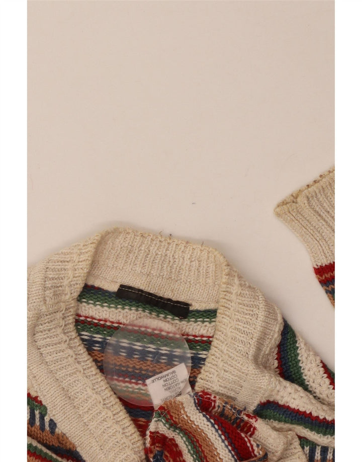 ВИНТАЖНЫЙ мужской свитер с круглым вырезом, средний акриловый свитер в разноцветную полоску