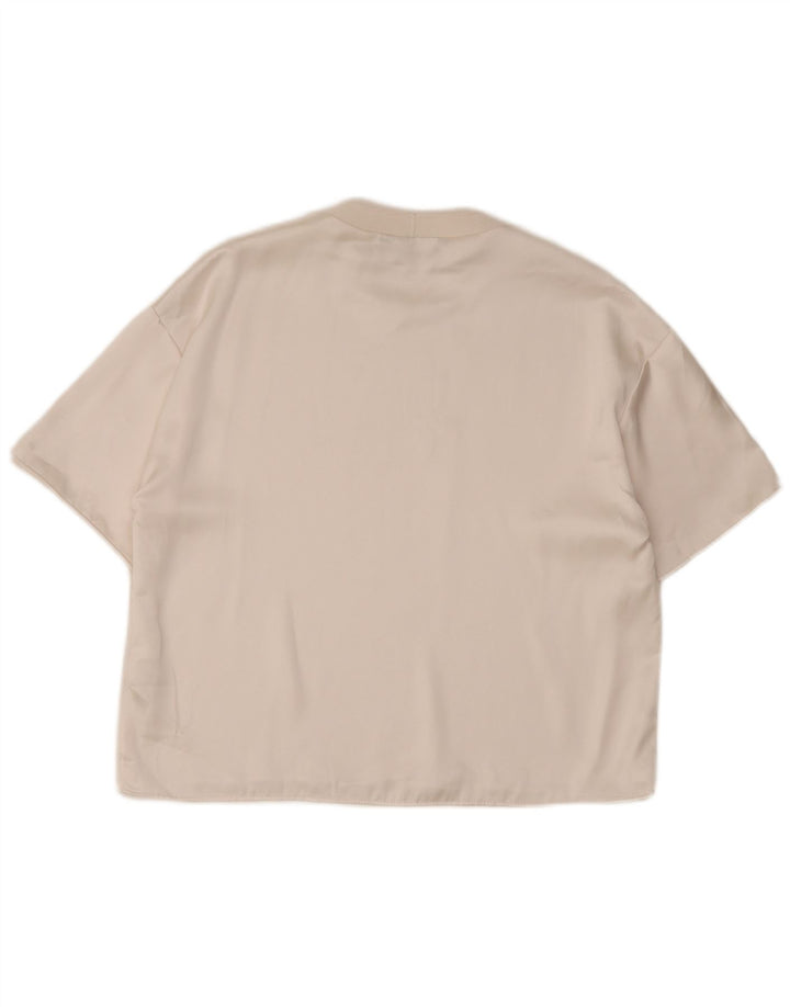 Женская футболка свободного кроя Zara Top UK 14, средний цвет, белый полиэстер