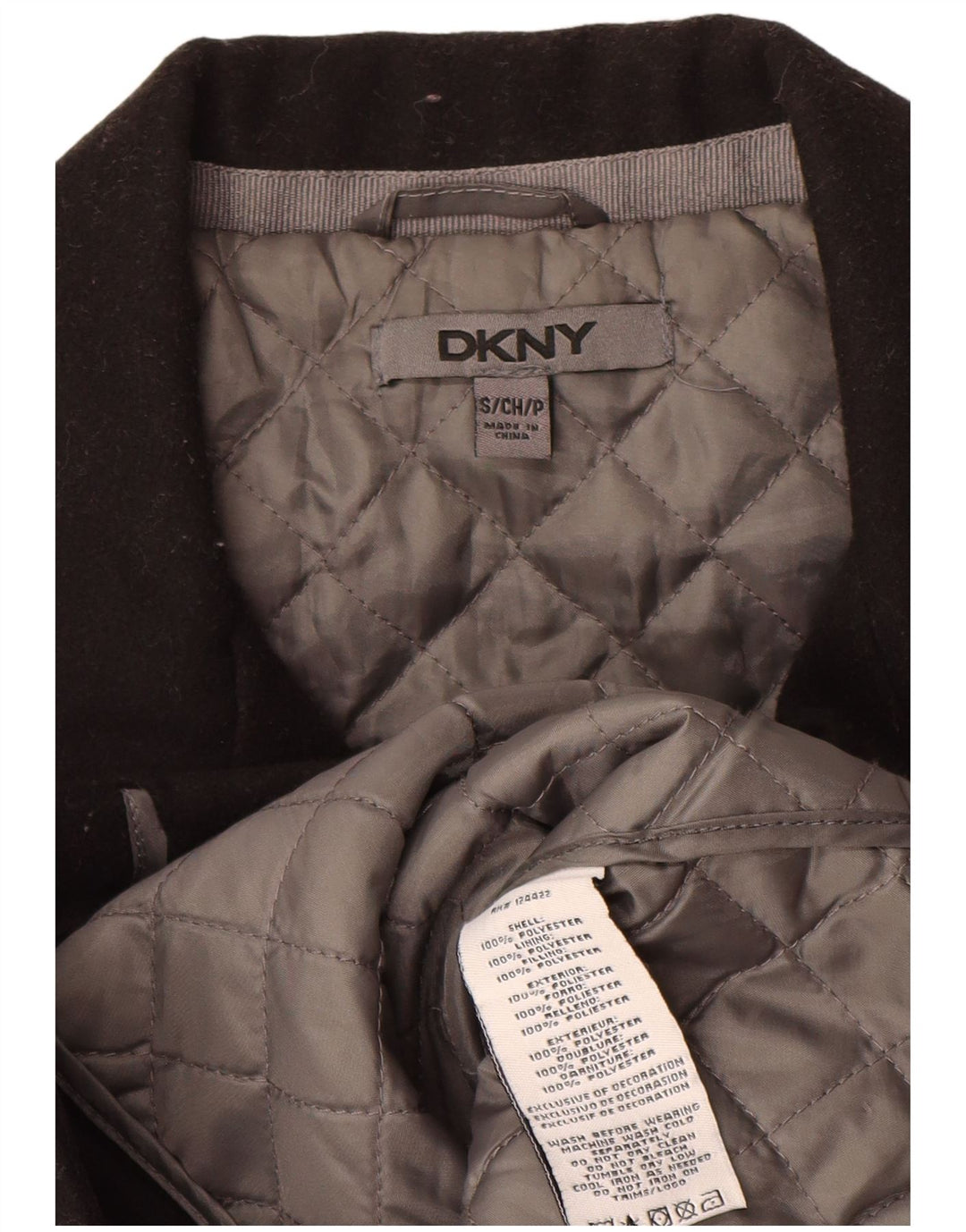 Женское полупальто Dkny UK 10, маленькое черное, полиэстер с цветными блоками