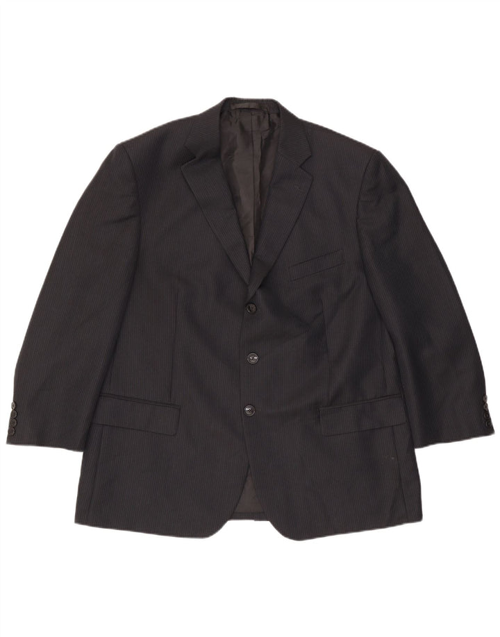 Мужской пиджак с 3 пуговицами Marks & Spencer UK 44 XL темно-синий в тонкую полоску
